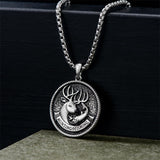 Sterling Silver Viking Dragon Eagle Wolf Animal Pendant Necklace for Men