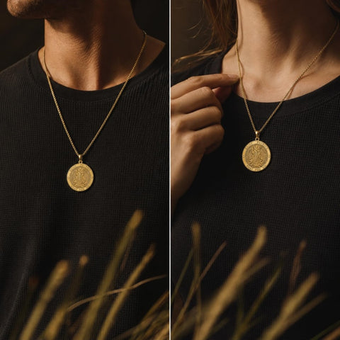Patron Saint Medal Gold Plated Catholic Pendant Christian Religious Necklace Amulet Jewelry