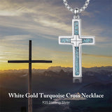 Sterling Silver Cross Christian Pendant Necklace for Men