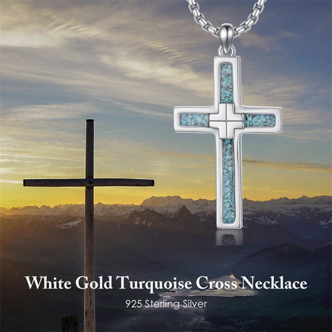 Sterling Silver Cross Christian Pendant Necklace for Men