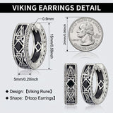 14K Gold Plated  Cubic Zircon Norse Viking Runes Hoop Earrings Viking Jewelry Gift for Men