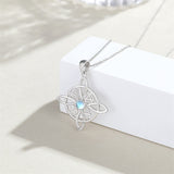 Sterling Silver Witches Knot Necklace Celtic Knot Moonstone Witchcraft Jewelry Gifts for Women Girls