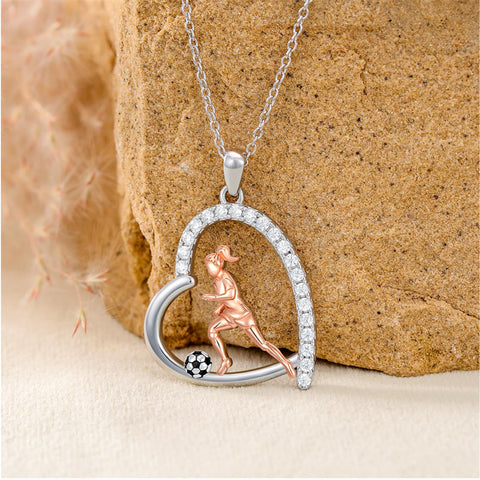 Sterling SIlver Runner Volleyball Tennis Basketball Soccer Inspirational Pendant  Necklace for Women