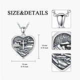 Sterling Silver Personalized Photo Cross Heart  Pendant Necklace