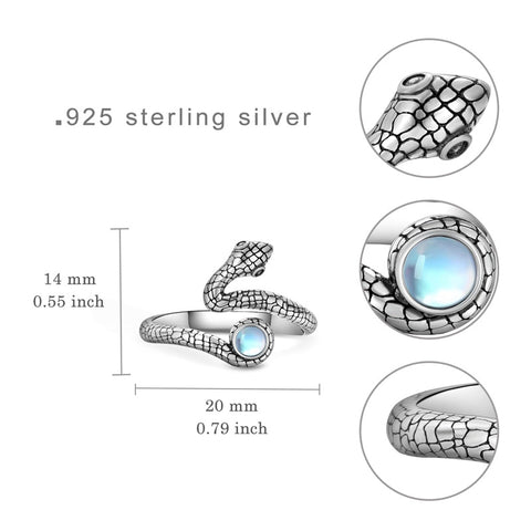 Sterling Silver  Moonstone Snake Fox Cat Octopus Wolf Ring