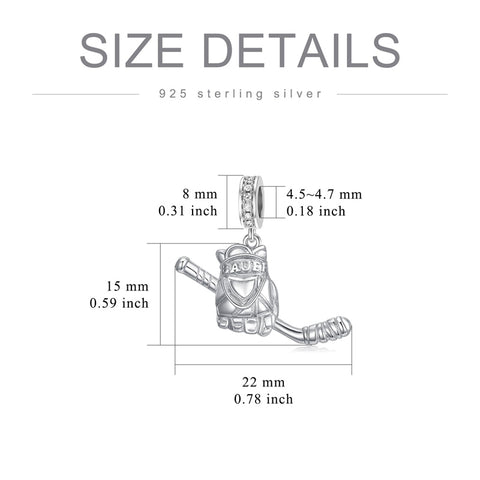 Sterling Silver Hockey Charm Beads
