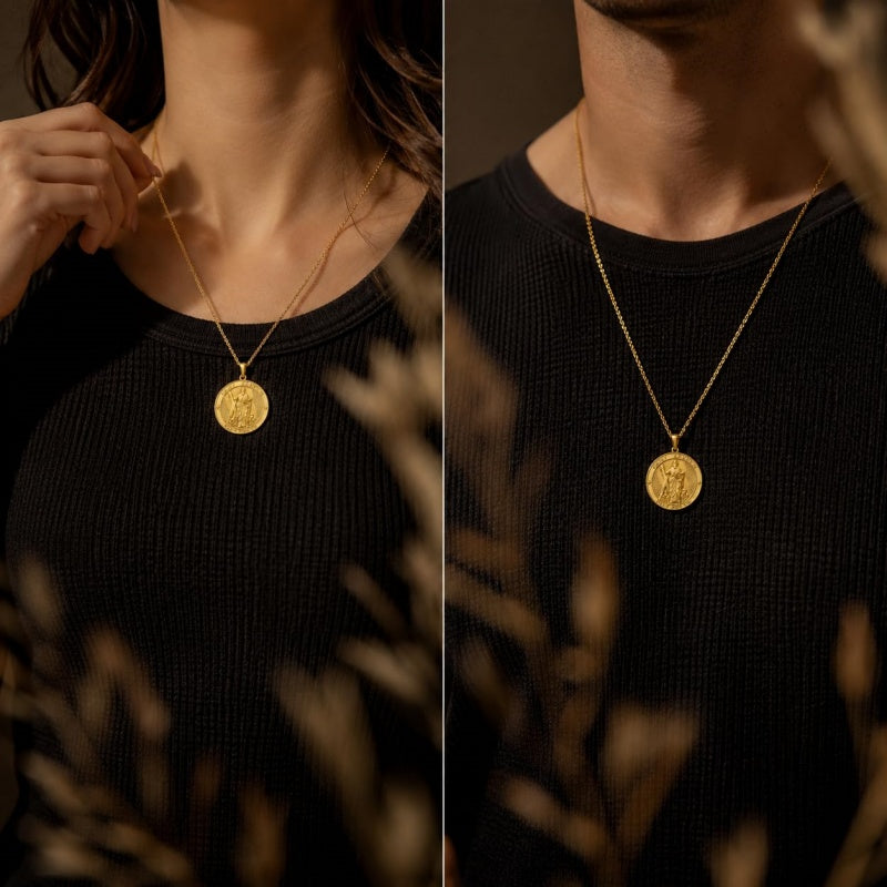 Patron Saint Medal Gold Plated Catholic Pendant Christian Religious Necklace Amulet Jewelry