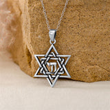 Sterling Silver Amulet Necklace Star of David Pendant Necklace