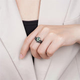 Sterling Silver 10K 14K 18K Gold Vintage Nature Moss Agate Engagement Ring Sets for Women