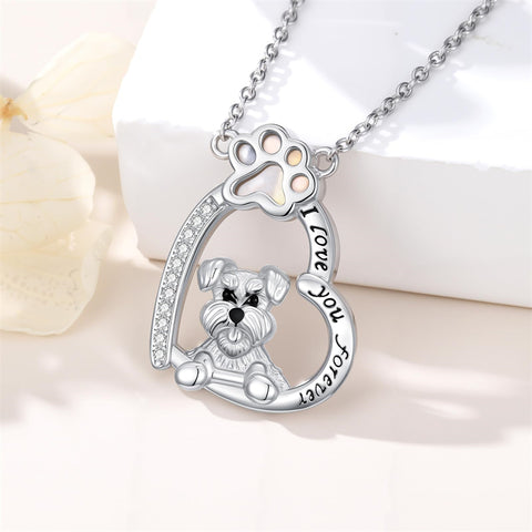 Sterling Silver Paw Print Poodle Corgi French Schnauzer Chihuahua Dachshund Golden Retriever Pug Pendant  Necklace