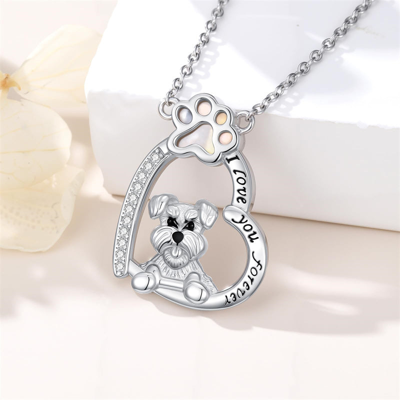 Sterling Silver Paw Print Poodle Corgi French Schnauzer Chihuahua Dachshund Golden Retriever Pug Pendant  Necklace