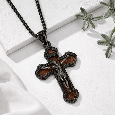 14K Gold Plated Wooden Pendant Necklace Beliefs jewelry