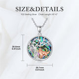 Sterling Silver Abalone Shell Tree of Life Lion Wolf Cat Dog Pendant Necklace