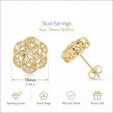 14K Gold Plated Cubic Zirconia Trendy Flower-Shaped Stud Earrings for Women