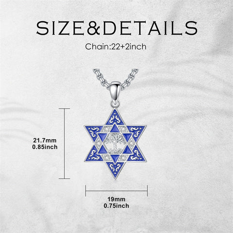 Sterling Silver Star of David, Evil Eye, Tree of Life, Cross Lion, Chai Pendant Necklace