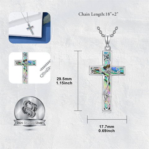 Sterling Silver Abalone Shell Bee Butterfly Dragonfly  Hummingbird Ladybug Cross Pendant Necklace for Women