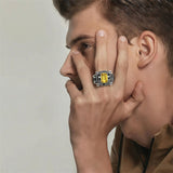 Sterling Silver 10K 14K 18K Gold Custom  Birthstone Engraved Class Ring for Men