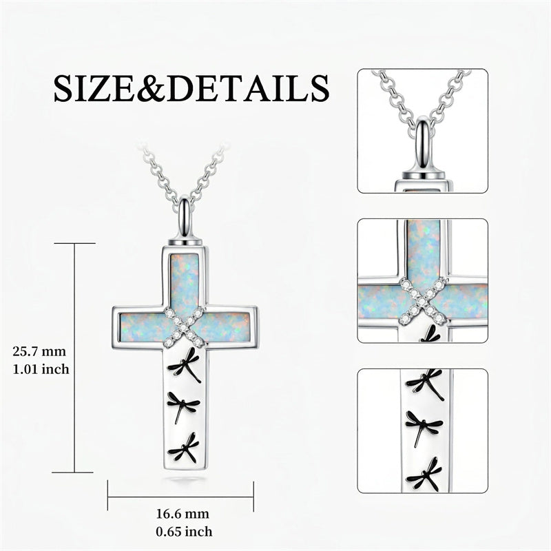 Sterling Silver Abalone Shell Opal Butterfly Dragonfly Tree of Life Pet Paw Cross Urn Necklaces for Ashes