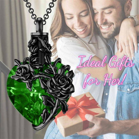 Sterling Silver Heart Crystal Rose Urn Necklaces for Ashes for Women