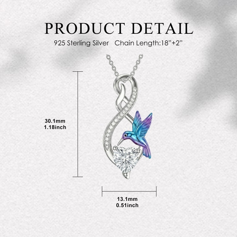 Sterling Silver 12 Month Birthstone Infinity Heart Animal Pendant Necklace Christmas Birthday Jewelry Gift