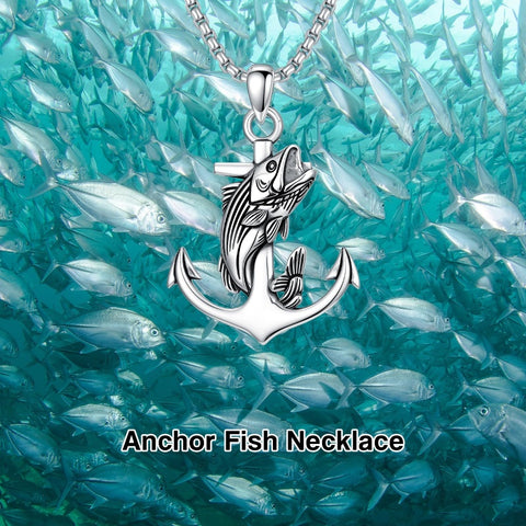 Sterling Silver Deer Bass Fish Wild Duck Fish Hook Pendant Necklace Hunting Jewelry Gifts for Men