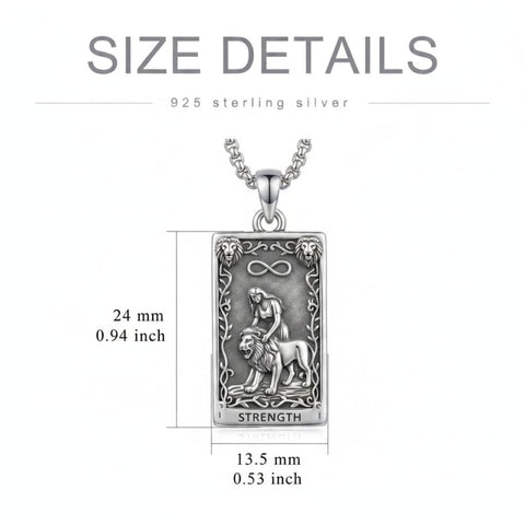 Sterling Silver Tarot Card Pendant  Necklace for Men Gothic Amulet Jewelry
