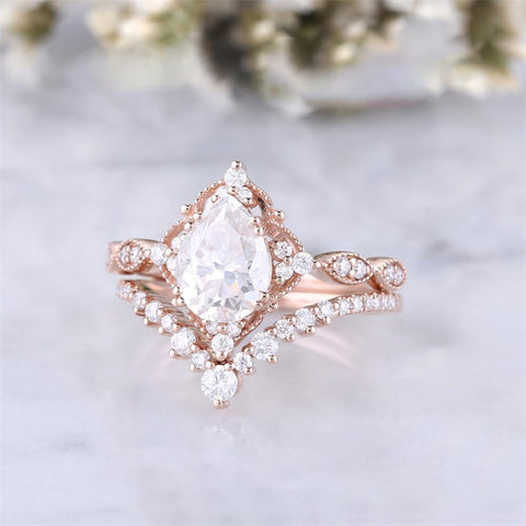 Sterling Silver 10K 14K 18K Gold Pear Shaped Gemstone Engagement Ring