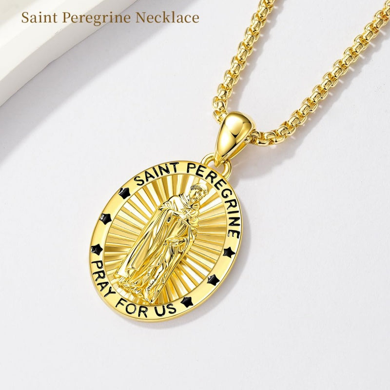 Patron Saint Medals Protection  14K Gold Plated Necklace for Men