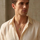 Malachite Turquoise Arrow Pendant Necklace for Men