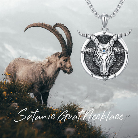 Sterling Silver Lion Tiger Satanic Goat Owl Scorpion Eagles Deer Pendant Necklace for Men