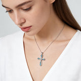 14K Gold Plated Turquoise Cross Pendant Necklace Western Jewelry for Women