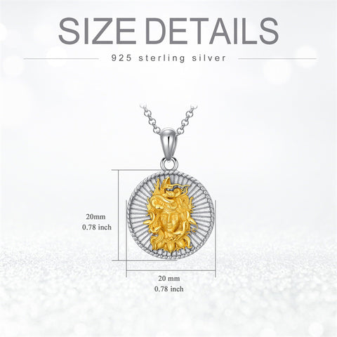 Sterling Silver Gold Medusa Goddess Amulet Pendant Necklace