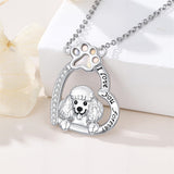 Sterling Silver Paw Print Poodle Corgi French Schnauzer Chihuahua Dachshund Golden Retriever Pug Pendant  Necklace