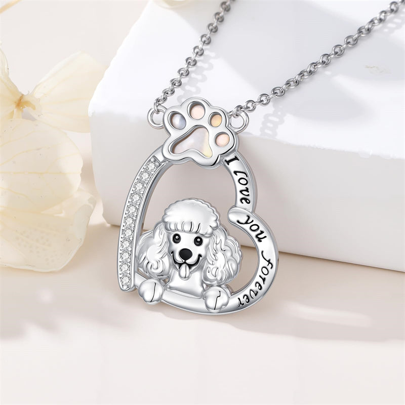 Sterling Silver Paw Print Poodle Corgi French Schnauzer Chihuahua Dachshund Golden Retriever Pug Pendant  Necklace