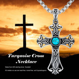 14K Gold Plated Turquoise Cross Pendant Necklace