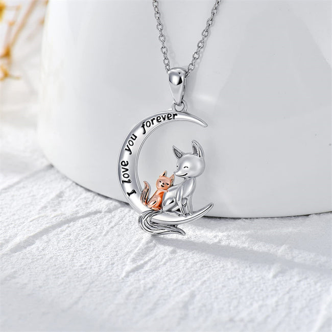 Fox Love Heart Pendant Jewelry Gift for Wife Mom Daughter Girls Women Nature Lover