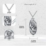 Sterling Silver Oval Paw Prints Dog FootPrints  Heart Rabbit Urn Necklace for Ashes Keepsake Jewelry for Women