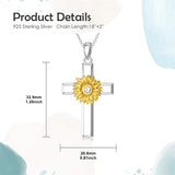 Sterling Silver Lion Semicolon Rose Sunflower Cross Pendant Religious Necklace