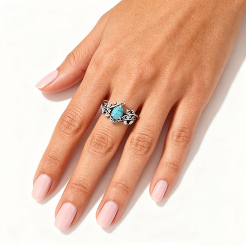 14K Gold Plated Turquoise Ring Western Jewelry Anniversary Birthday Gift for Women