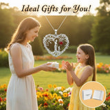 Sterling Silver Heart Pendant Birthstone Tree of Life Mother Child Family Necklace