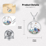 Sterling Silver Mustard Seed Black Cat Hummingbird Cross and Mountain Mountain Turquoise Sun and Moon Pendant Necklace