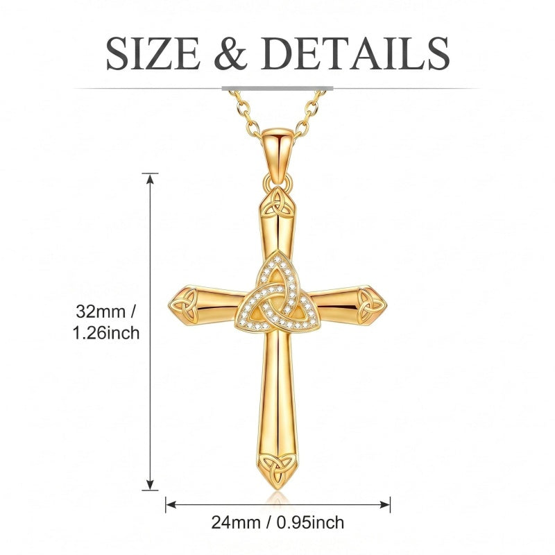 14K Gold Plated Cross Necklace for Women