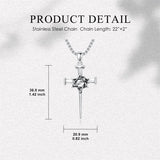 Sterling Silver Star Of David  Cross Pendant Necklace