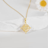 14K Yellow Gold Witches Knot Pendant Necklace