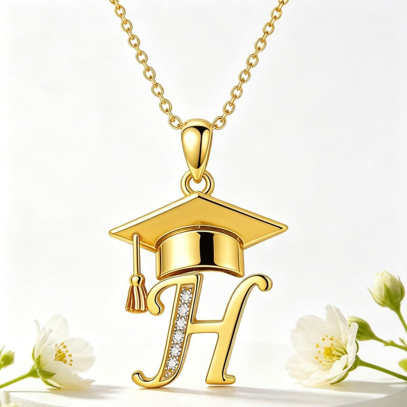 Initial  Graduation 14K Gold Plated Inspiring Grad Pendant Necklace Graduations Jewelry Gifts
