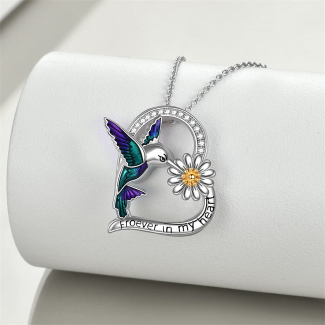 Hummingbird Urn Necklace for Ashes for Women Sterling Silver Bird Pendant Cremation Ashes Necklace Jewelry for Human Pets