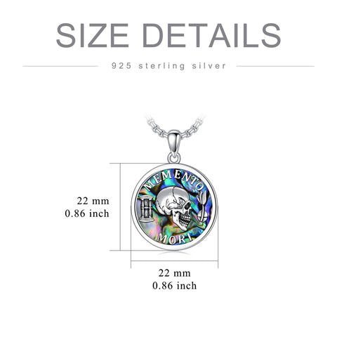 Sterling Silver Memento Mori Skull Pendant Necklace
