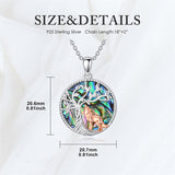 Sterling Silver Abalone Shell Tree of Life Lion Wolf Cat Dog Pendant Necklace