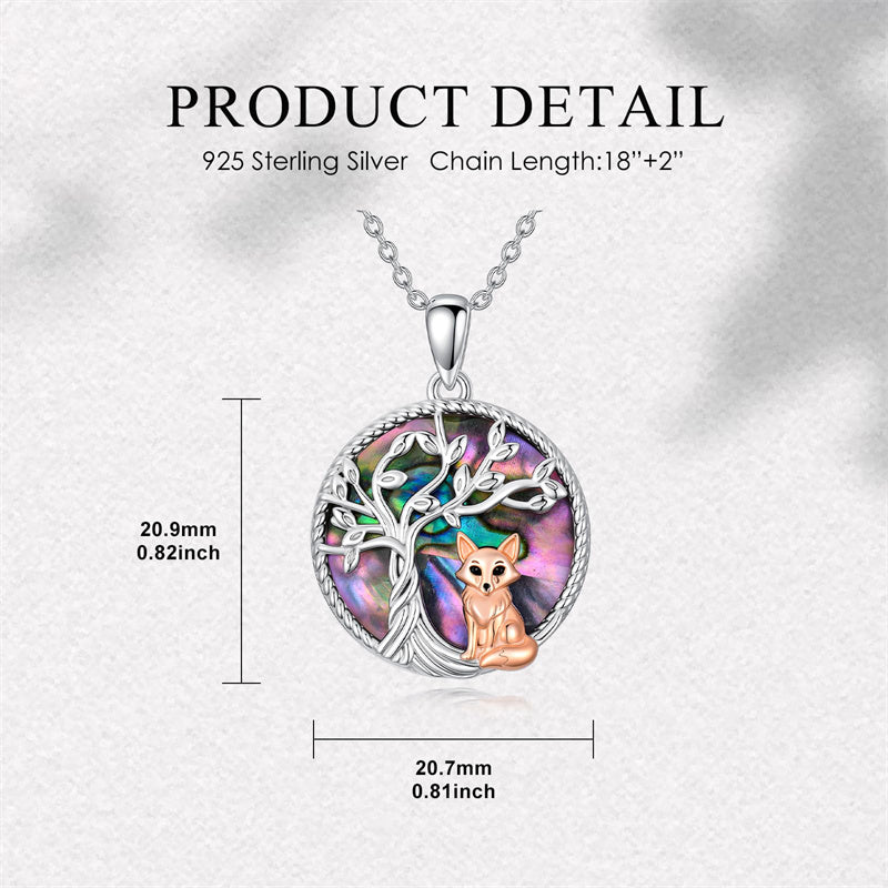 Sterling Silver Abalone Shell Tree of Life Lion Wolf Cat Dog Pendant Necklace