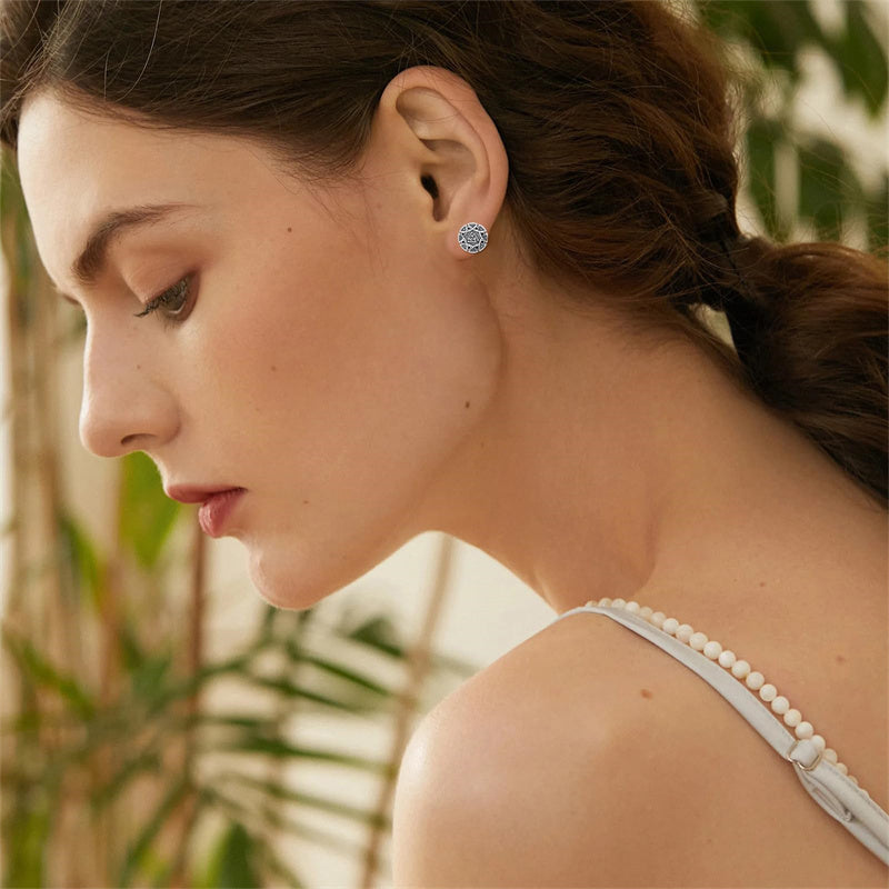 Sterling Silver Viking Raven Crow Skull Stud Earrings